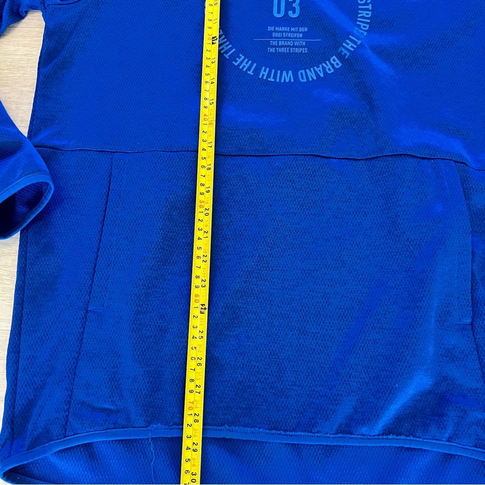 Adidas Men's L Hoodie Sweatshirt Team Issue Badge of Sport Funnel Pullover Blue - Picture 7 of 7